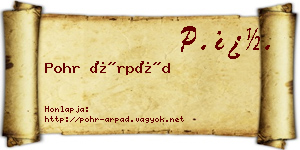 Pohr Árpád névjegykártya